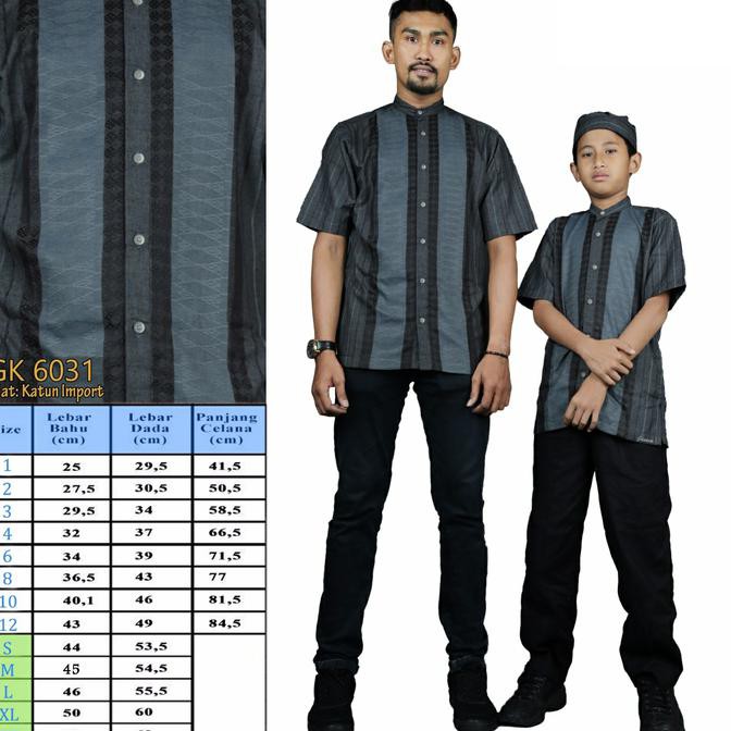 Baju Muslim Koko Couple Ayah Anak Hitam Abu Tangan Pendek