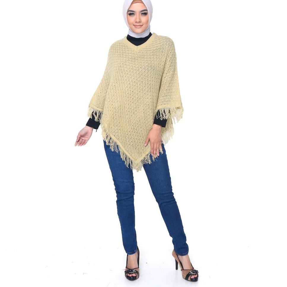 Murah Banget.. Al-Isra Outer Rajut Wanita Ponco Rajut Wanita Motif Polos 81