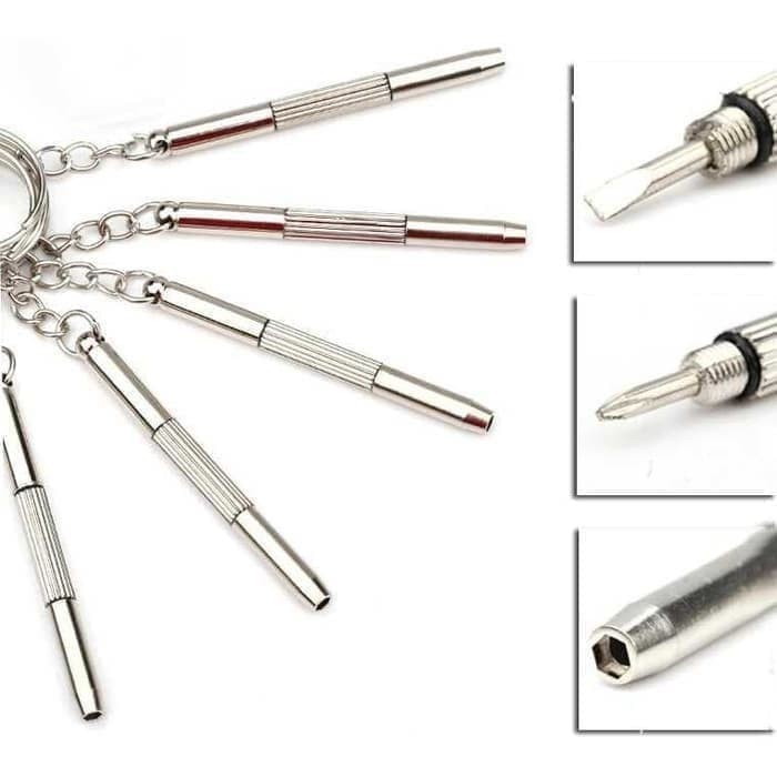 Gantungan Kunci 4in1 Obeng Plus Minus Mini Screwdriver Keychain EDC