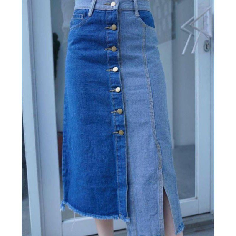ZOEYA - Rok jeans 2 tone / kombinasi 2 warna / ROK BILLA nabilla
