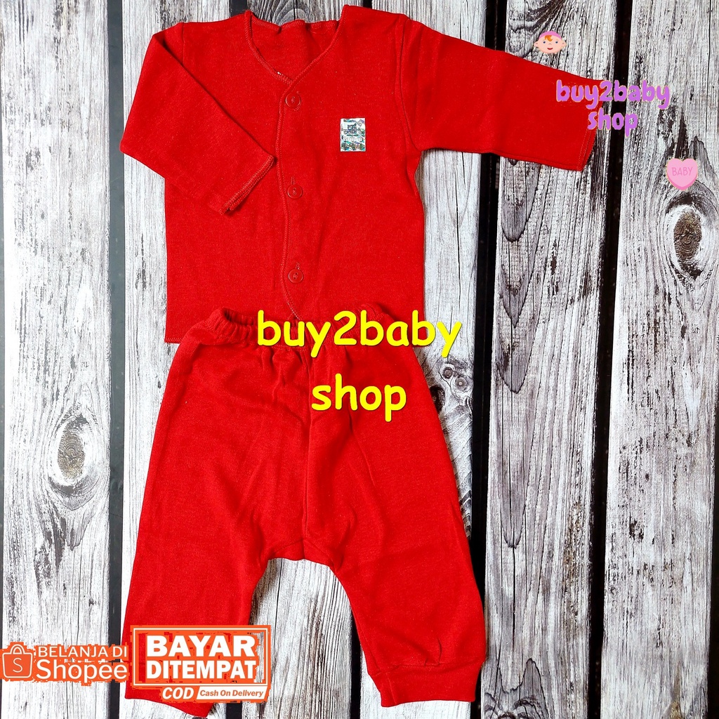 Setelan Baju Bayi Piyama Panjang warna Premium Candy Red Vinata 0-3 Bulan 1 PCS