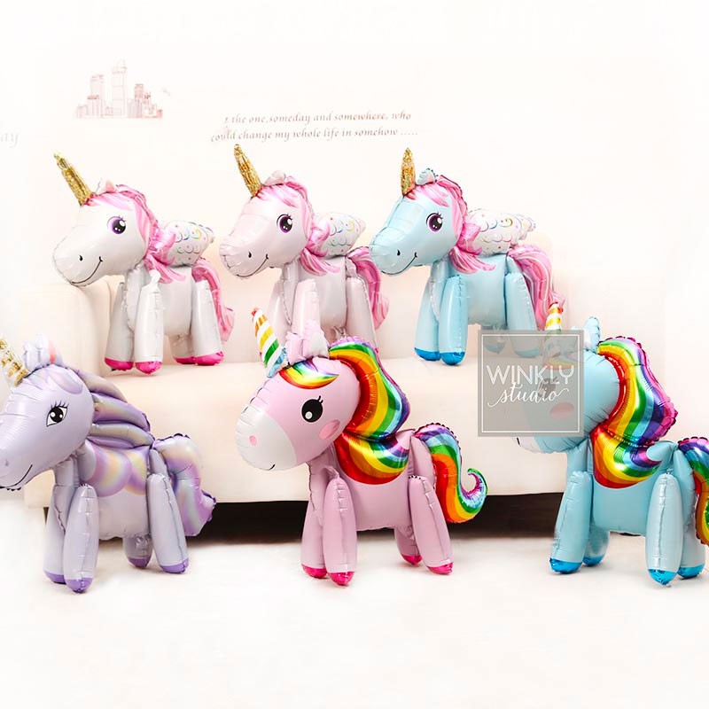 Balon Unicorn 3D Standing Balloon Unicorn / Balon Foil Kuda Pony