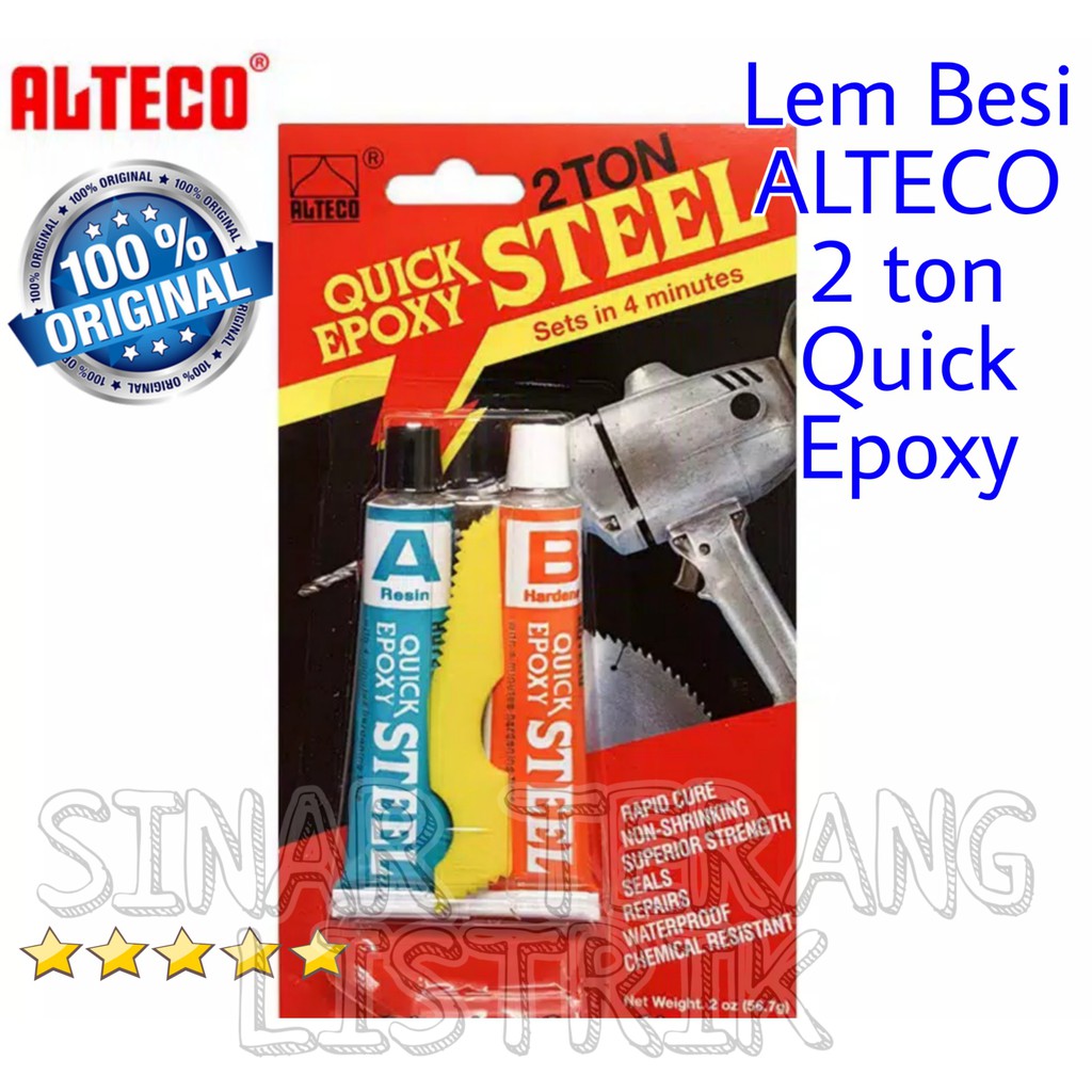  Lem  Besi ALTECO 2 ton Quick Epoxy 4 menit Tahan Suhu Steel 