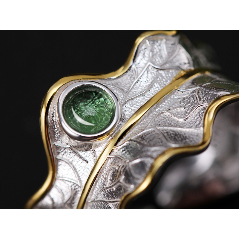 SERI SERI Cincin Wanita Perak 925 Asli Tourmaline Leaf Sterling Silver Adjustable Ring Daun Kadaka