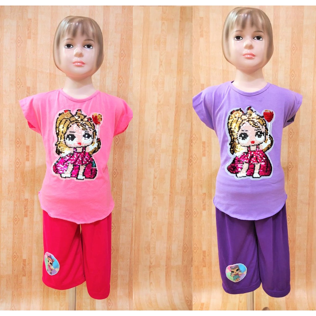 Setelan Kulot Anak Perempuan Murah Karakter LOL Usap / Setelan Baju Kulot Anak Perempuan LOL Usap