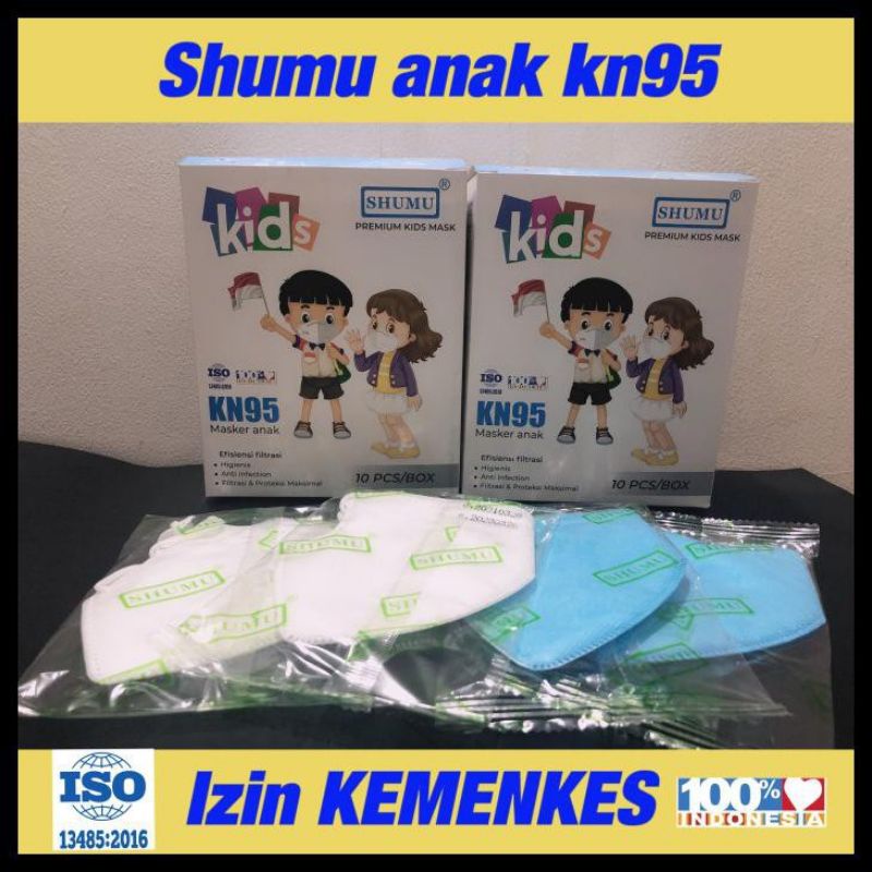 Premium mask masker kn95 shumu anak kids shumu 5ply - isi 10pcs perbox KEMENKES RI