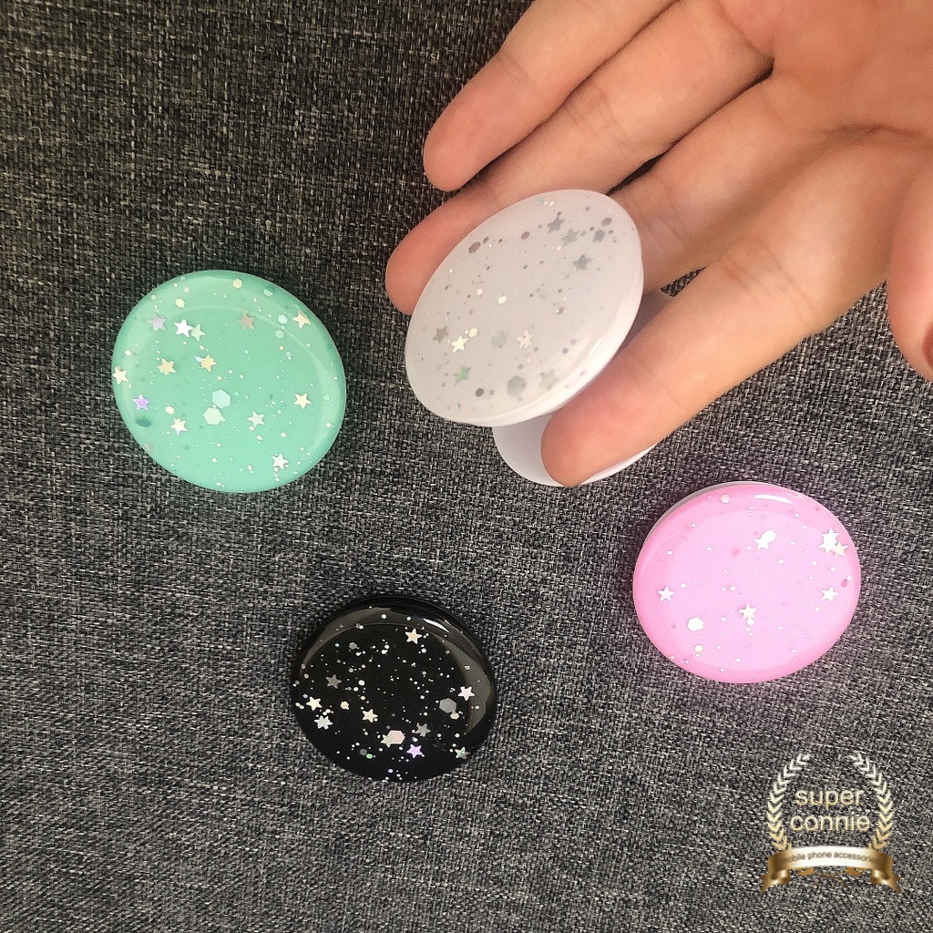 Ins Hot Fashion Bling Glitter Star Popsocket Candy Macaron Phone Stand Holder