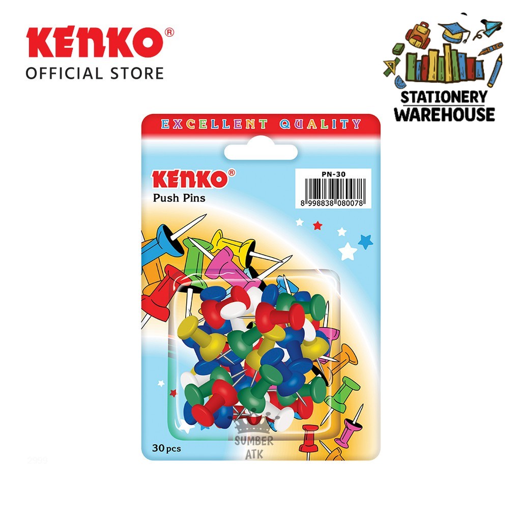 

KENKO PUSH PIN Color PN-30 / PAKU Pin Warna ( 30 PCS ) - 1 Set