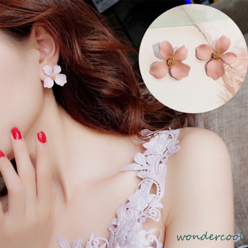 Anting Bunga Permen Warna Manis / Statement Earrings Candy Color Flower Sweet Ear Studs-Won