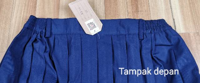 Rok Biru SMP plisir panjang seragam karet saku litton uk 6-12 /rok biru plisket famatex