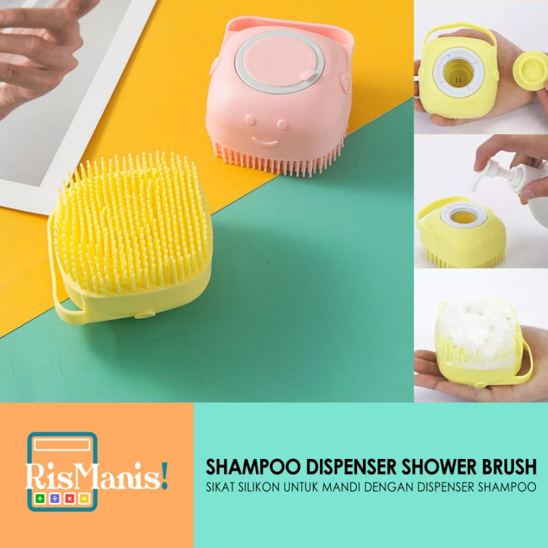 SHAMPOO DISPENSER SHOWER BRUSH - Sikat Mandi Silikon Lembut Dispenser Sabun Cair Sisir Keramas Kucing Anjing Pet Binatang Peliharaan