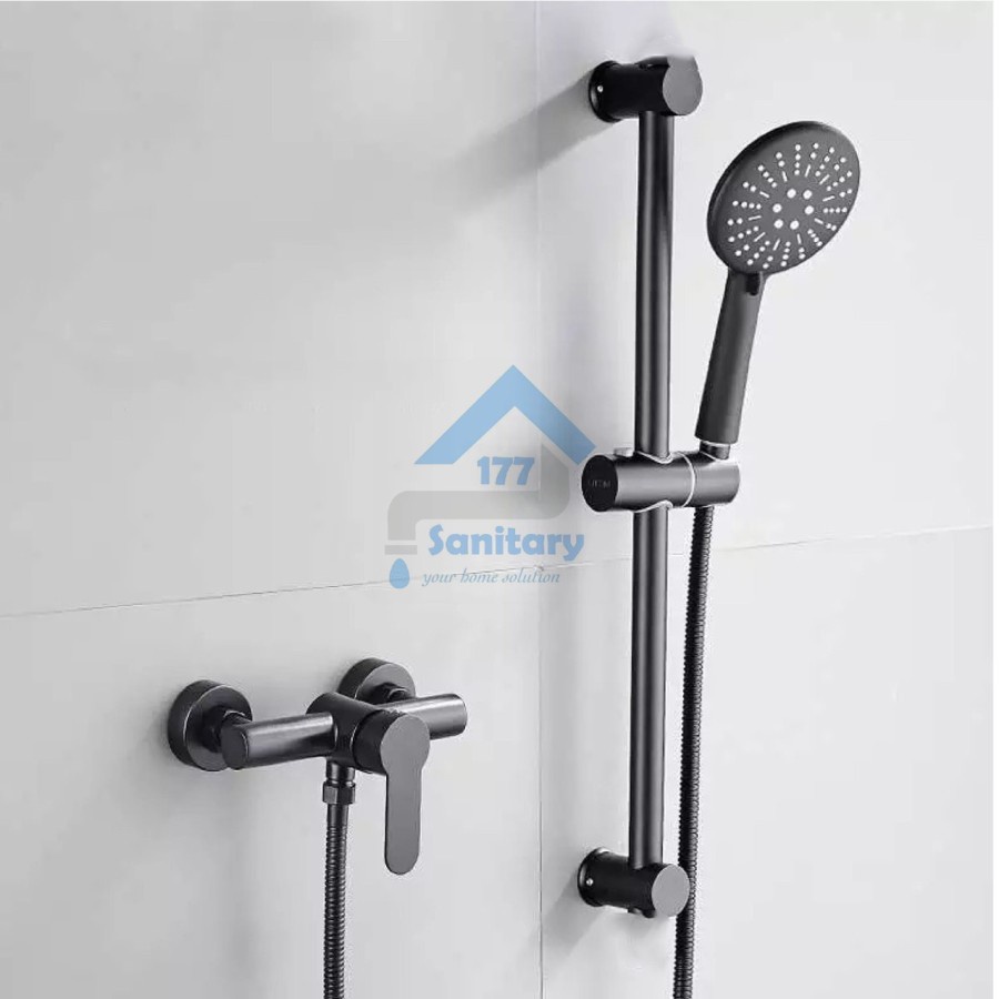 Kran Bathtub Set Tiang Shower Stainless 304 Hitam T29 - Paket Set Kran Mixer Bathtub Hot Cold Shower Mandi