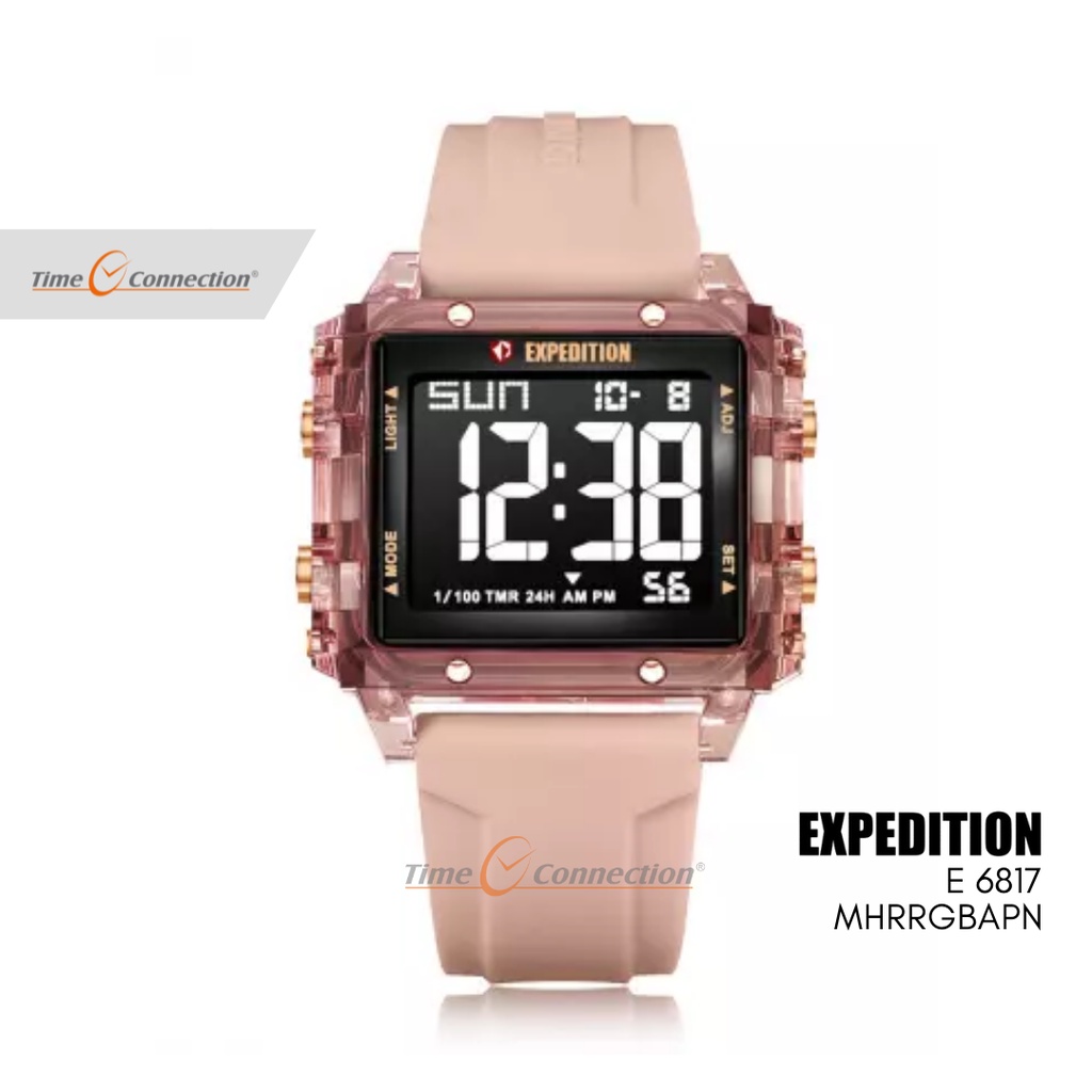 Expedition E 6817 MHRRGBAPN Pink Transparan Original / Jam Tangan Wanita Pria Karet / Pink Transpare