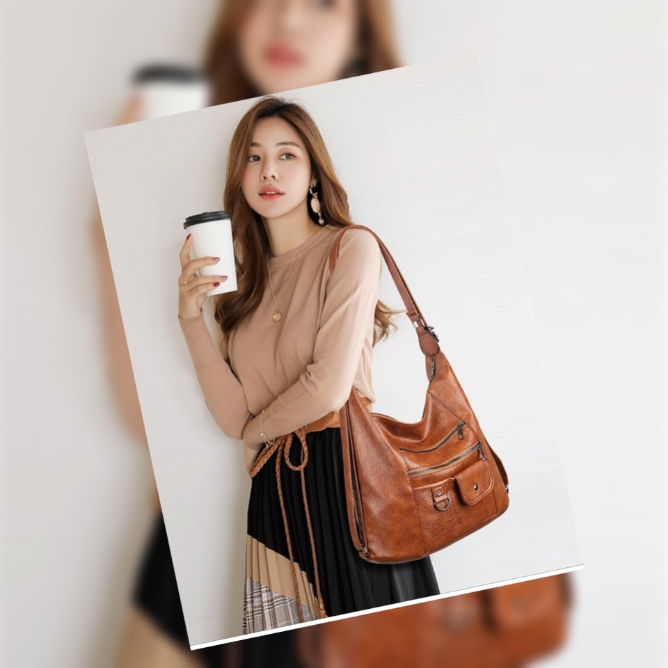 TAS SELEMPANG WANITA BISA RANSEL PREMIUM KULIT COKLAT TA467B7 CAVATA SHOULDER FASHION BAG BAHU CEWEK SLING BESAR IMPORT KOREA BRANDED BATAM MURAH ORI KEKINIAN REMAJA