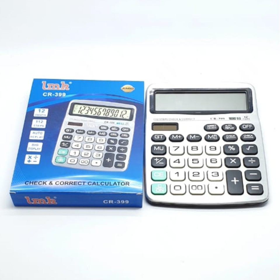 LMK CR-399 Kalkulator 12 Digits Auto Replay Check &amp; Correct Big Display (Dimensi : 15,6cm x 19,5cm)