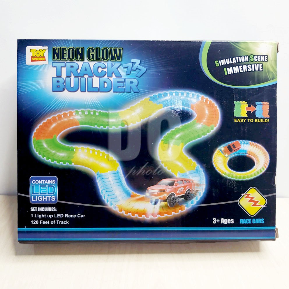 Neon Glow Go Go Flexile Track Mainan Lintasan Mobil Flexible Magic Rail Jalur Lentur