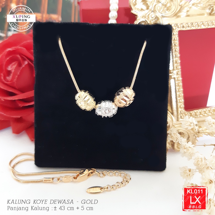 KL 011 Kalung Xuping Asli Tiga Warna Rose Gold Gold Silver Perhiasan Wanita Lapis Emas LuxxXuping