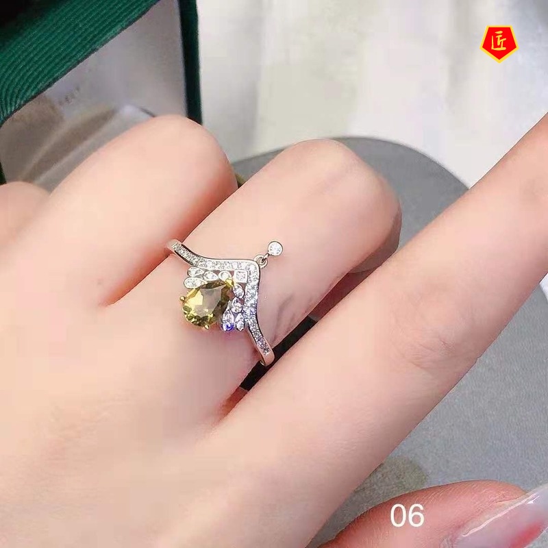 [Ready Stock]Affordable Luxury Fashion Crown Tourmaline Women's Ring