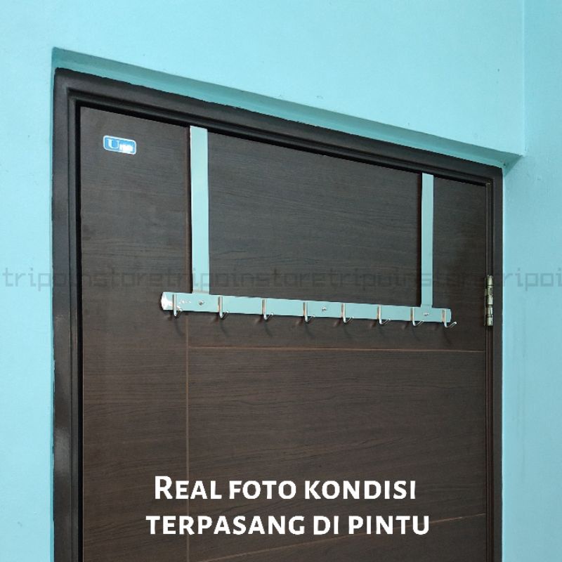 Kapstok 8 Hook Gantungan Baju Tanpa Paku Atas Pintu SUS304 Stainless Steel Capstok 8 Hook