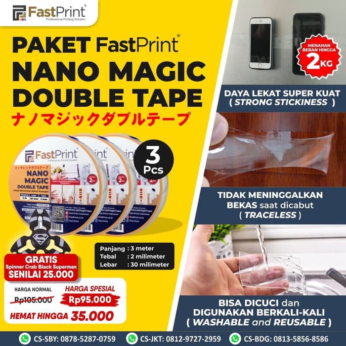 

Promo Spesial Fast Print Nano Magic Double Tape Isolasi Bening Tahan Air 3M 2MM - 1 Pcs 2 MM Garansi