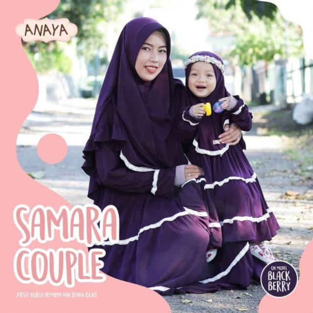 Gamis couple ibu anak ungu, gamis syar'i couple, gamis samara couple, Samara blackberry Anaya Hijab