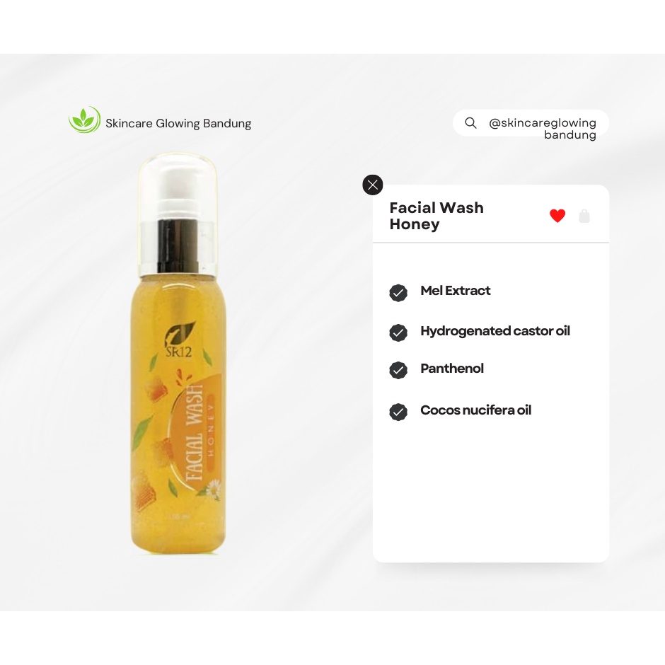 Facial Wash Honey SR12 Sabun Pembersih Wajah Aman Halal Natural Face Soap Sabun Wajah Skin Brightening Saop Glowing Face Wash