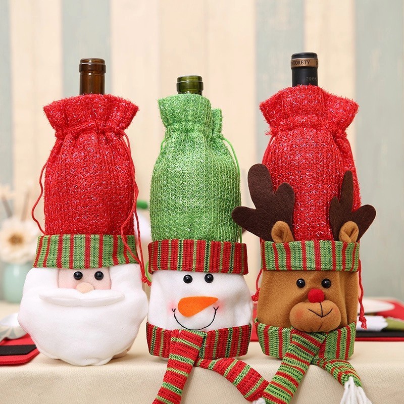 Sarung Botol Wine Natal Santa Snowman Rusa Bottle Cover Christmas Gift Kado Natal