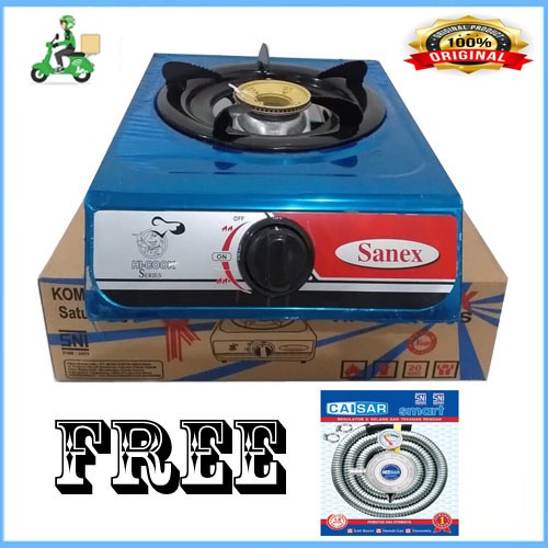 Kompor gas Sanex 1 Tungku Stainlles K 808 S api BIRU FREE SELANG REGULATOR PAKET PROMO