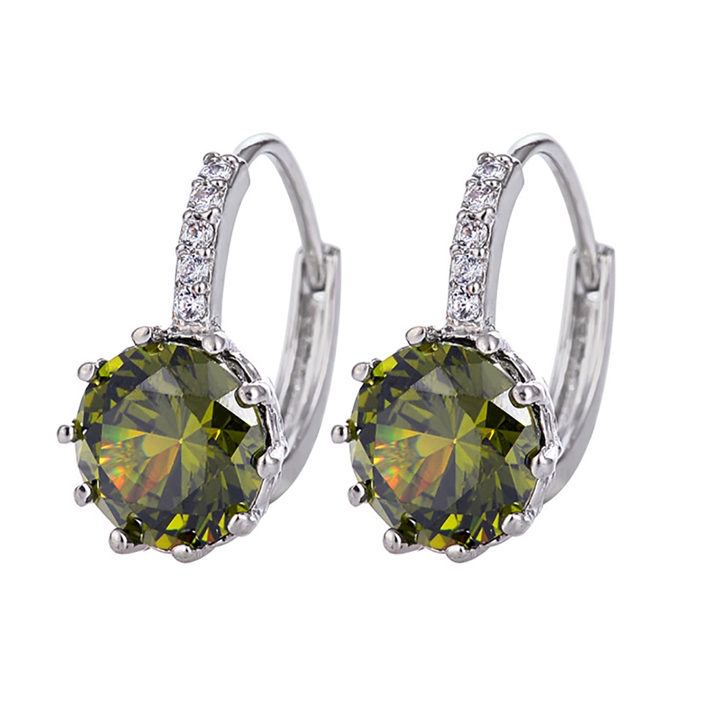 Hu Hu Hu Hu Hu Alat Bantu Pasang Kacamata♡ 1 Pasang Anting Bentuk Bulat Kecil Bahan Metal Hias Cubic Zirconia Untuk Wanita