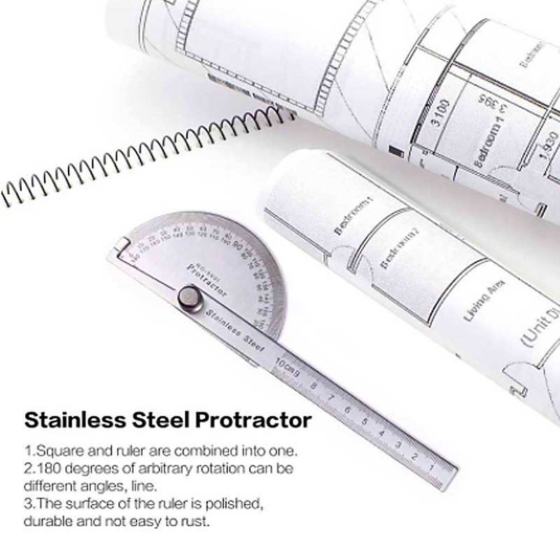 Stainless Degree protractor / busur derajat / pengukur sudut / penggaris busur Alat Ukur Sudut-6