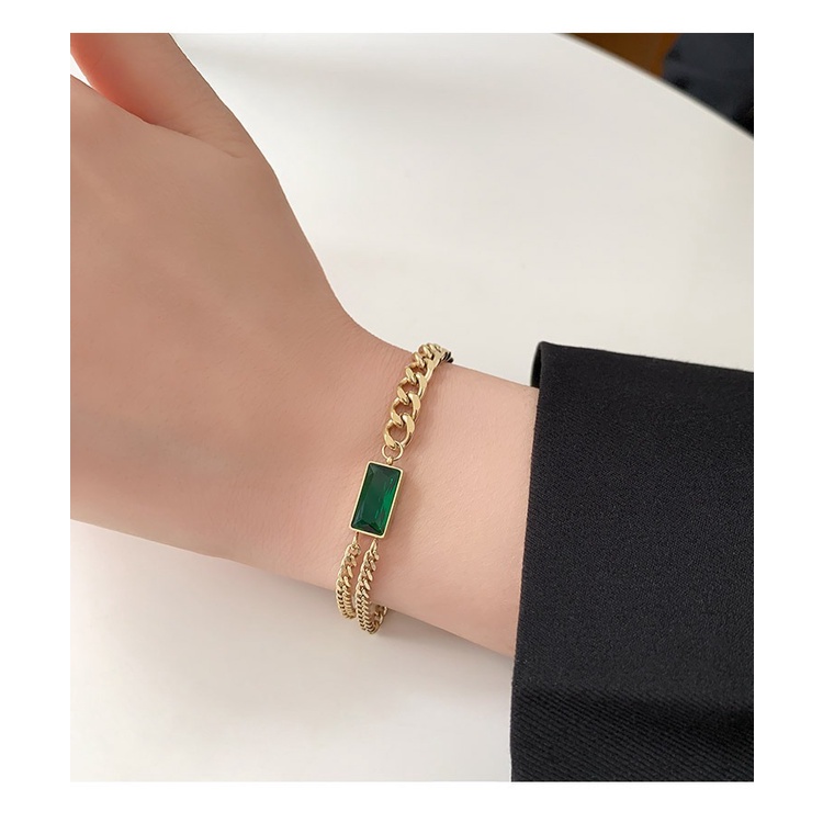 Gelang Kalung Dan Anting 18k Gold Emerald Untuk Wanita