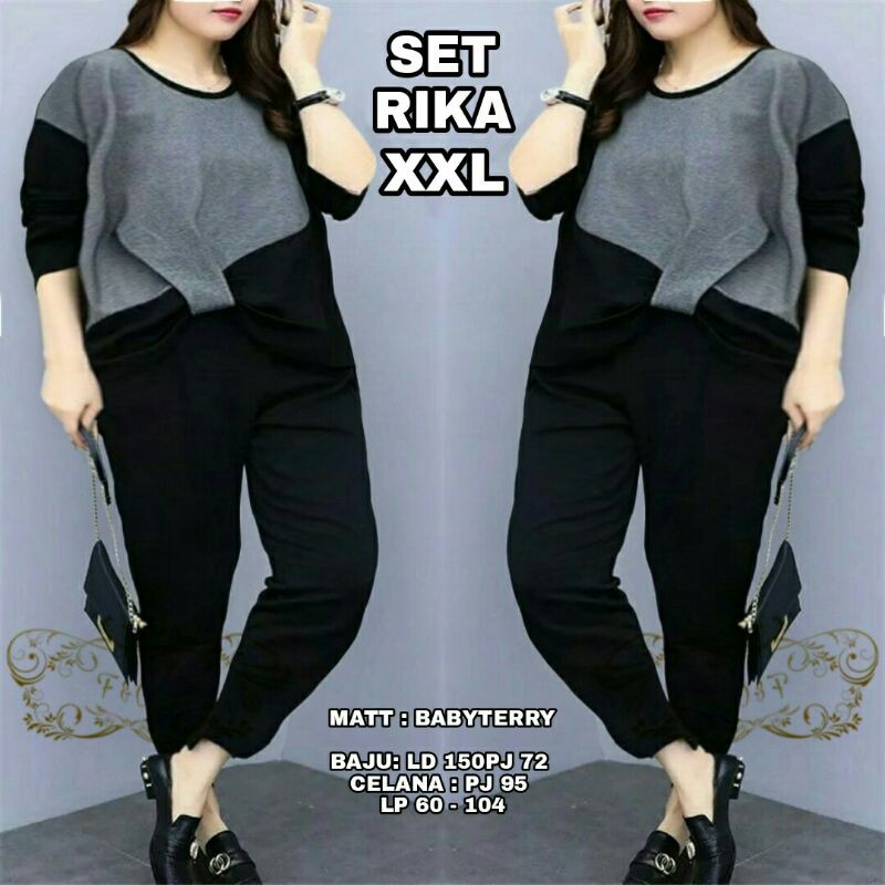 Baju Setelan Wanita RIKA Jumbo Size XXL/ Setelan Wanita Celana Panjang Jumbo Size