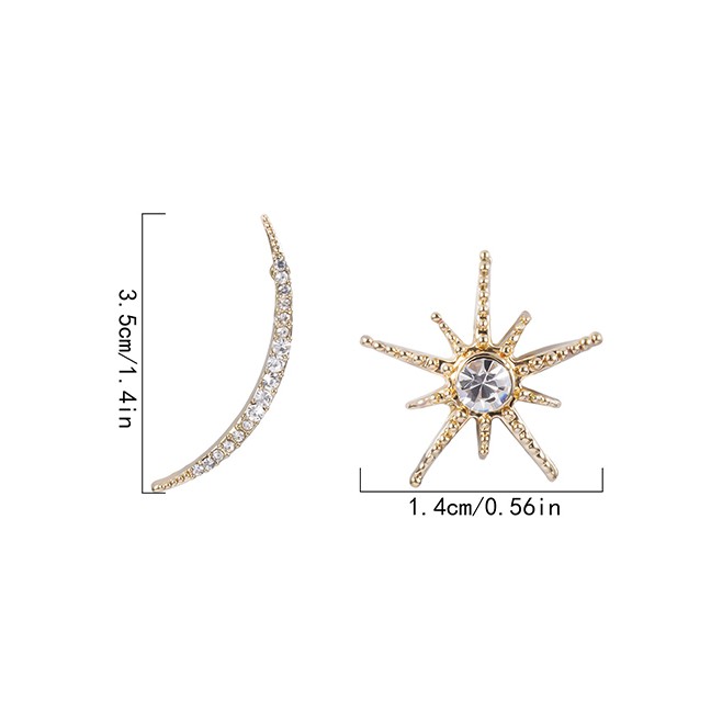 LRC Anting Tusuk Fashion Gold Geometric Diamond Star Asymmetrical Earrings D08331