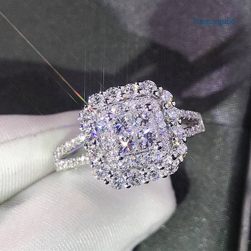 Fancyqube Fancycube Cincin Sterling Silver 925 Dengan Cubic Zirconia Untuk Pernikahan