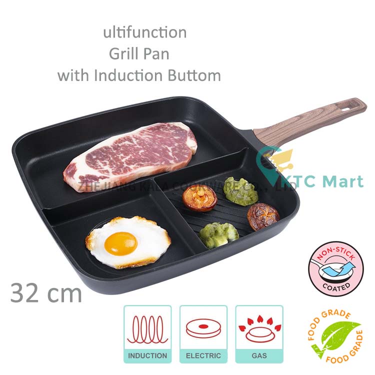 KTCmart - Multi Grill Pan Granite 3in1 Anti Lengket Alat Pemanggang | Premium Cookware