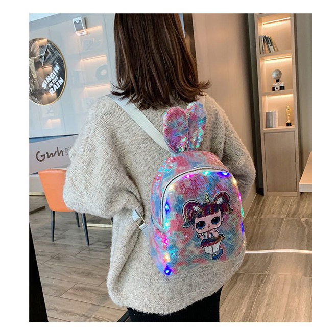 Tas Ransel Sequin Lampu LED LOL - LOL12 tas backpack anak perempuan