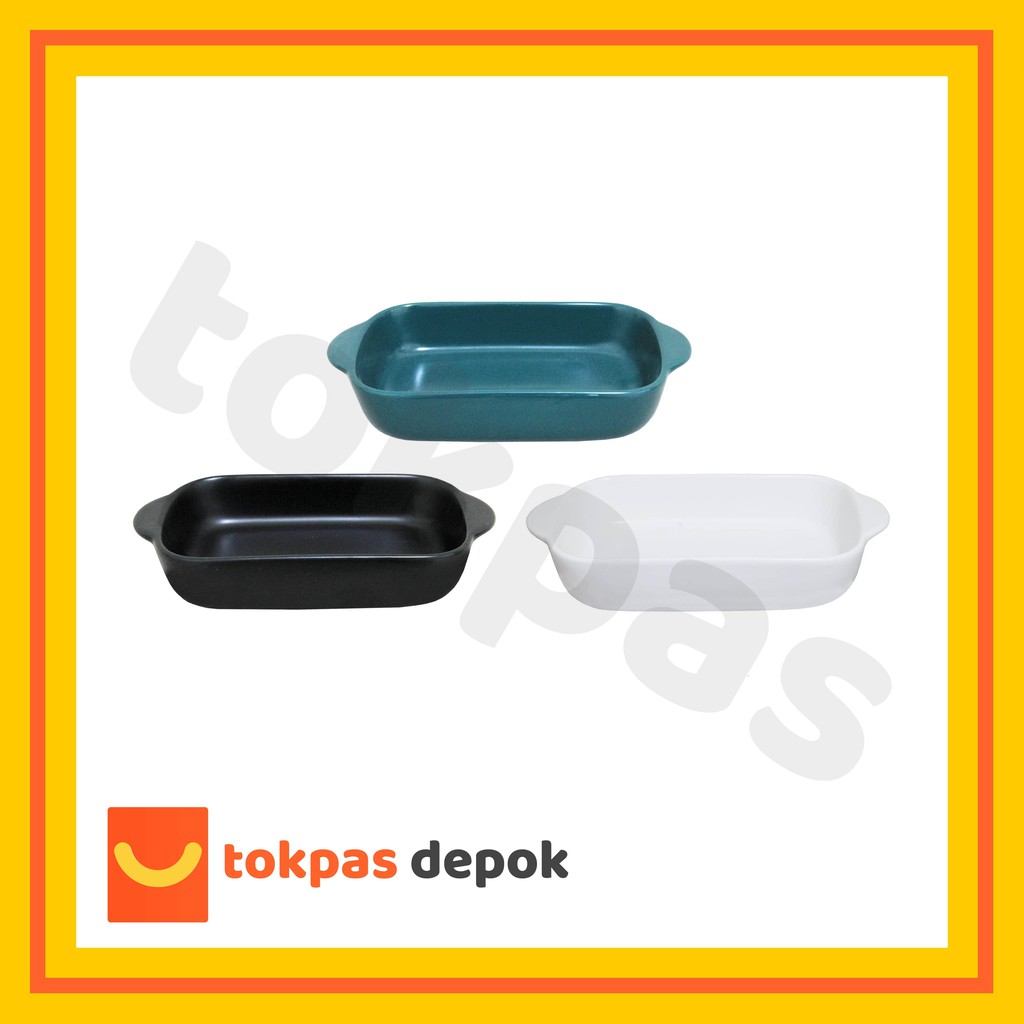 [PREMIUM] Loyang Kaca Tahan Panas Piring Keramik Cleo Baking Plate / Pinggan Saji Persegi Panjang Ba