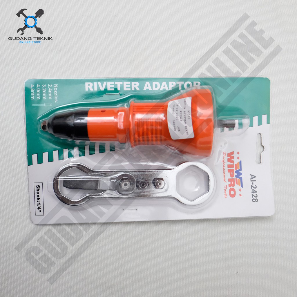 Adapter Adaptor Tang Rivet Paku Rivet WIPRO Untuk Mesin Bor Listrik Atau Cordless