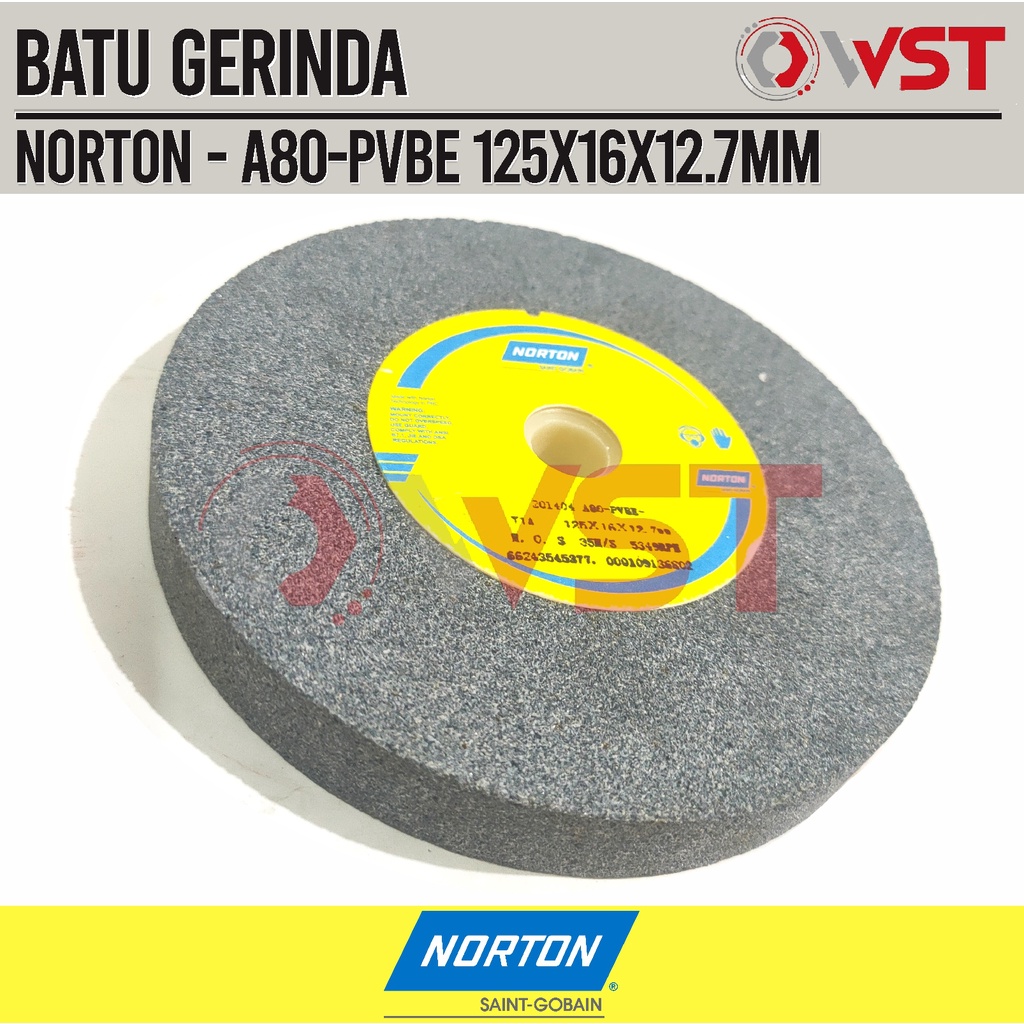 Norton Batu Gerinda Duduk 5Inch A80 / Batu Asah 125x16x12.7 Grit 80