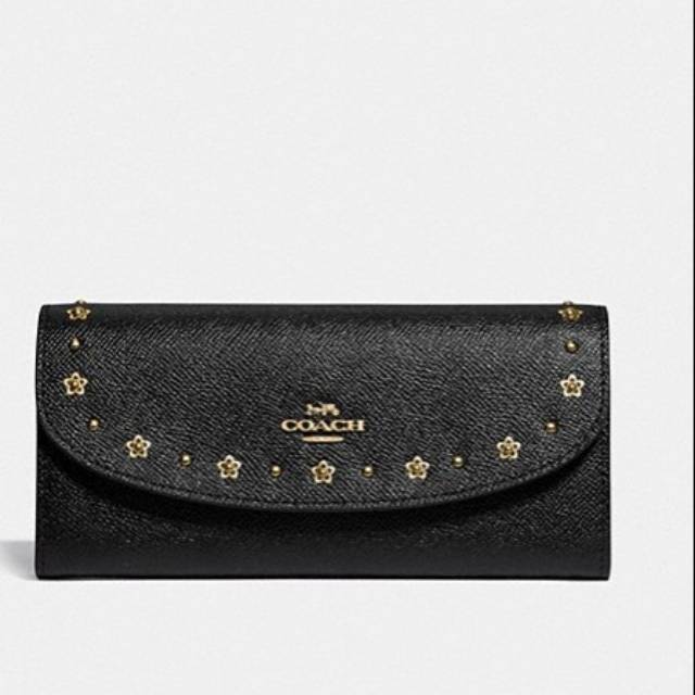 Coach Slim Envelope Wallet With Floral Rivets