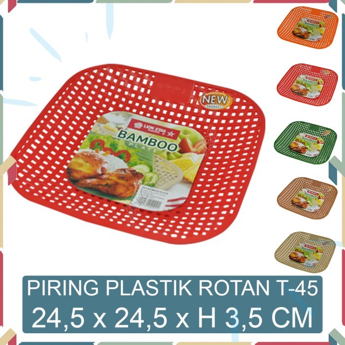 MICTON Lion Star Piring Plastik Rotan Anyaman Bamboo Plate T-45 02