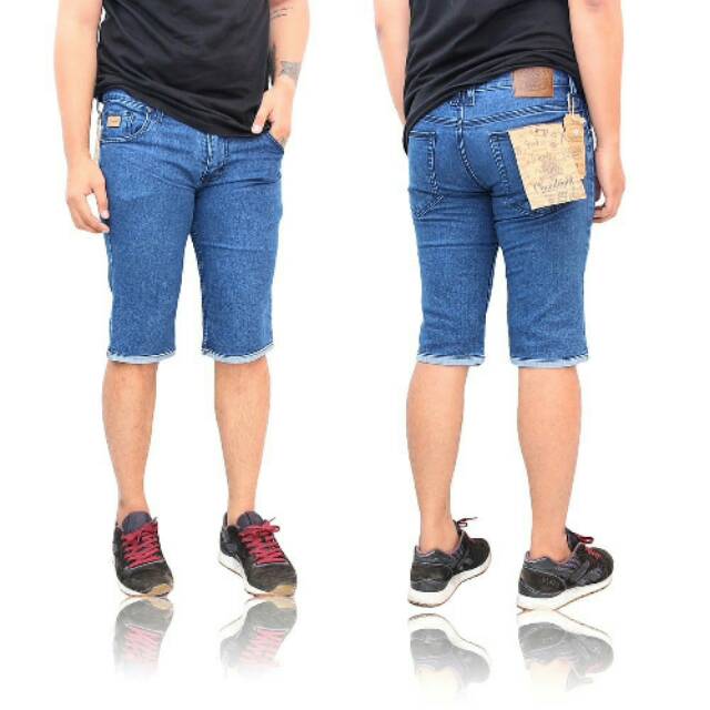 PREMIUM ORI Celana Jeans Pendek Pria Denim Cowok Levis Slimfit Skinny Stretch As34 - Biru Muda, 31