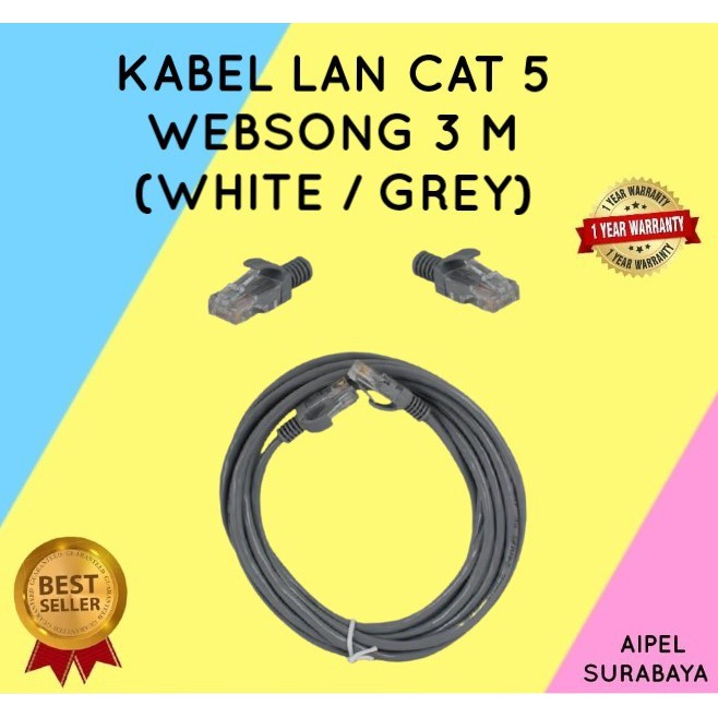 KL5W3 | KABEL LAN CAT 5 WEBSONG 3 M ORIGINAL (WHITE / GREY)