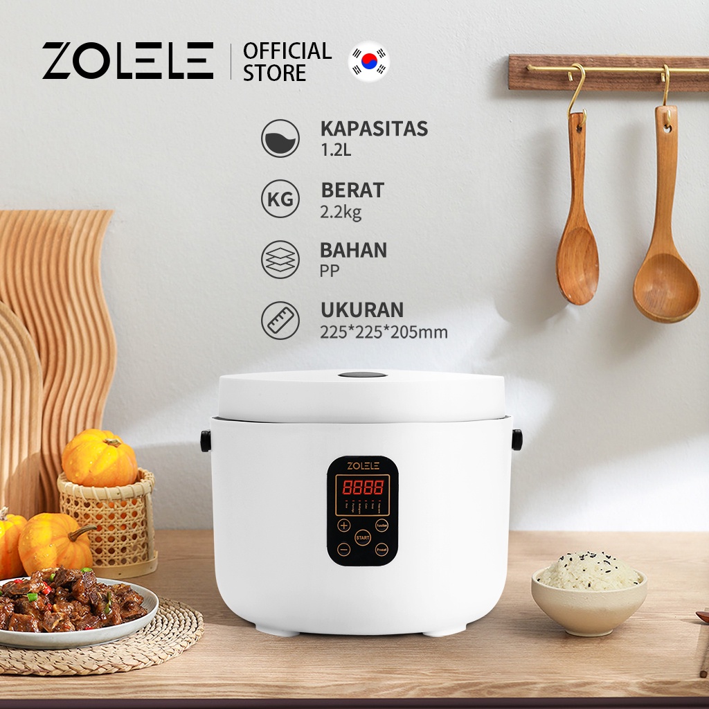 ZOLELE Smart Rice Cooker 1.2L Penanak Nasi 3-6 Porsi Panci Listrik Large Capacity Electric Cooker Pot Multi Non Stick Pressure Cooker Home Kitchen Serbaguna Fry Pan Kukus Steamer Portable ZB003