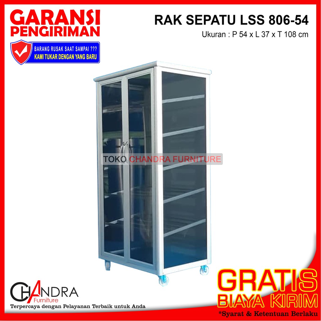 Lemari / Rak Sepatu / Tempat Sandal Aluminium 6 Susun Kaca Riben LSS 806-54 (SUPER)