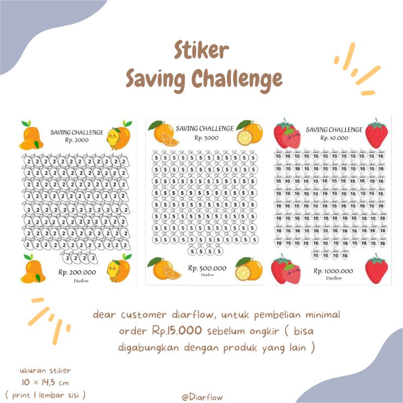 

Stiker Budgeting | Stiker saving challenge | Stiker nabung ukuran 10 × 14,5 cm