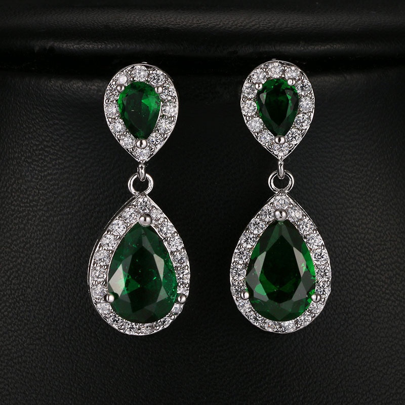 Anting Tusuk Gantung Desain Tetesan Air Hias Zircon Gaya Simple Serbaguna Untuk Wanita