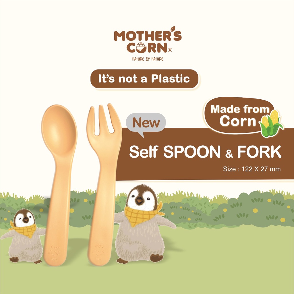 MOTHER'S CORN NEW SELF SPOON AND FORK SET / 440789 (PERLENGKAPAN MAKAN DAN MINUM)