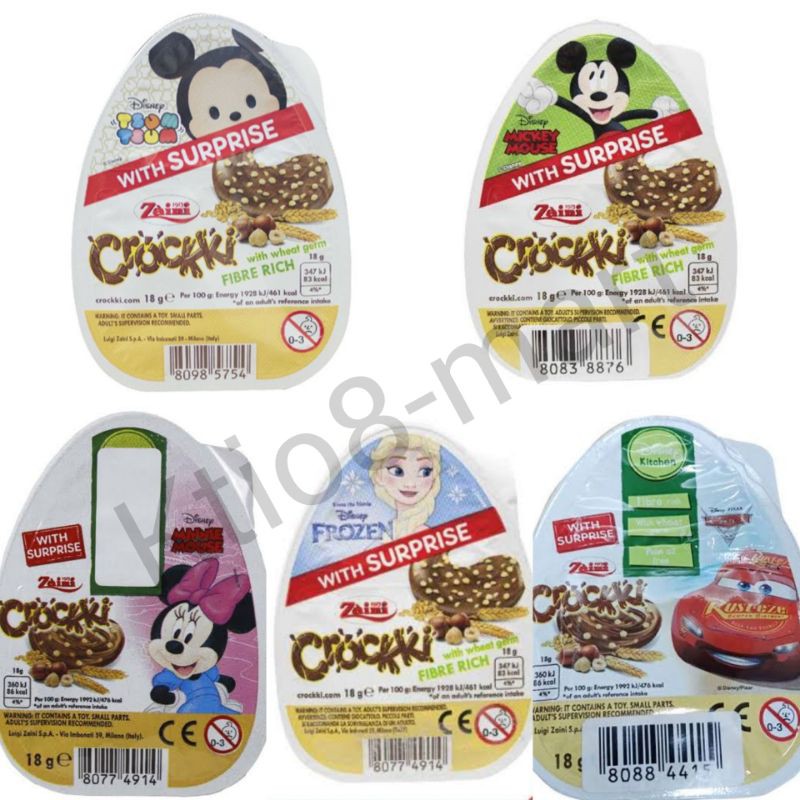 

ZAINI Crockki Surprise Egg Toy Chocolate 18gr / Cokelat / Coklat / ZAINI / Crockki / Surprise / Egg / Toy / Chocolate / 18gr / varian / karakter / Cars / Frozen / Mickey / Minnie / Mouse / Tsum Tsumb/ Beragram / kartun / Import / K_M