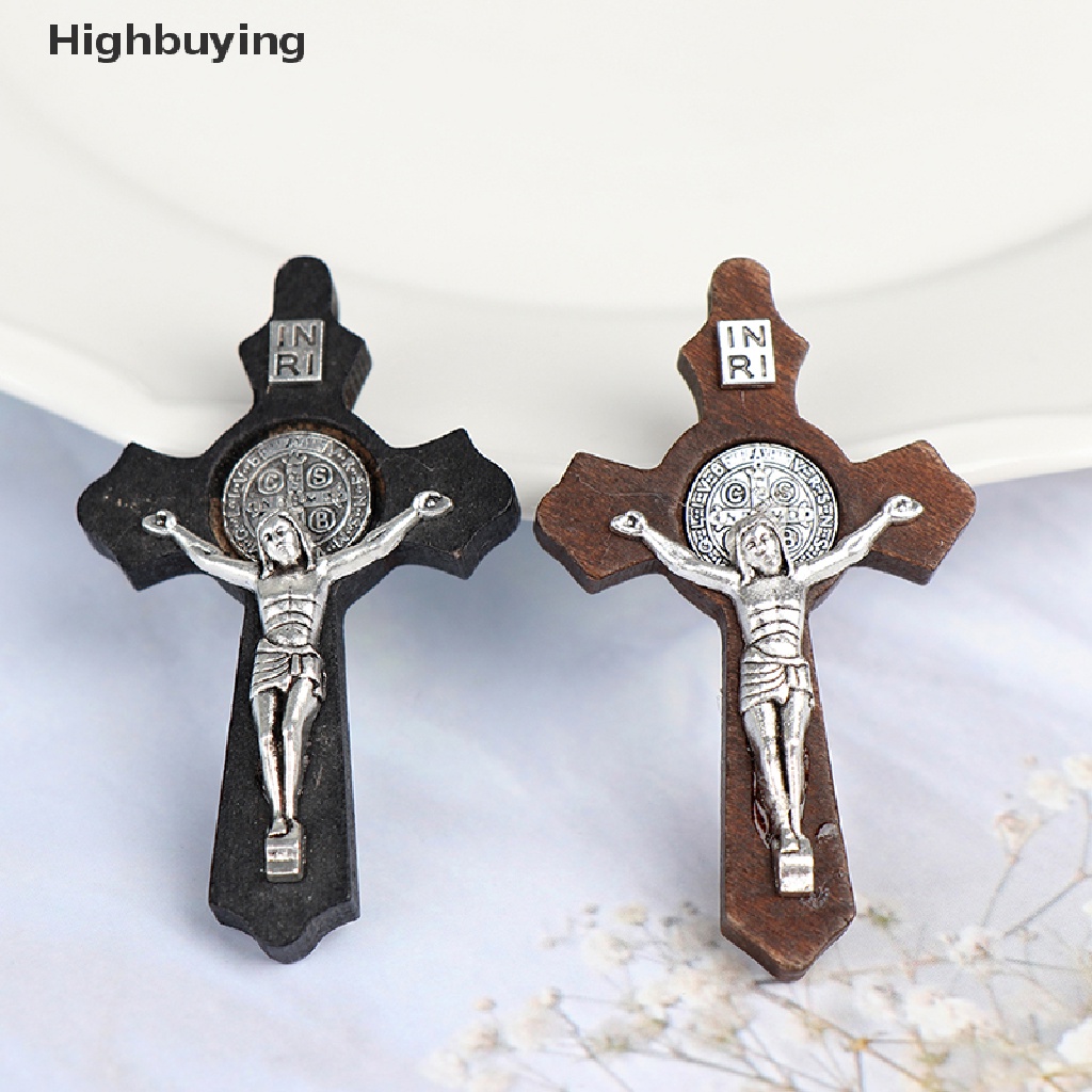 Ornamen Salib Yesus Bahan Kayu Untuk Perhiasan Kalung Glory